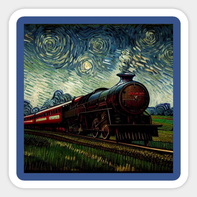 Starry Night Wizarding Express Train Sticker by Grassroots Green